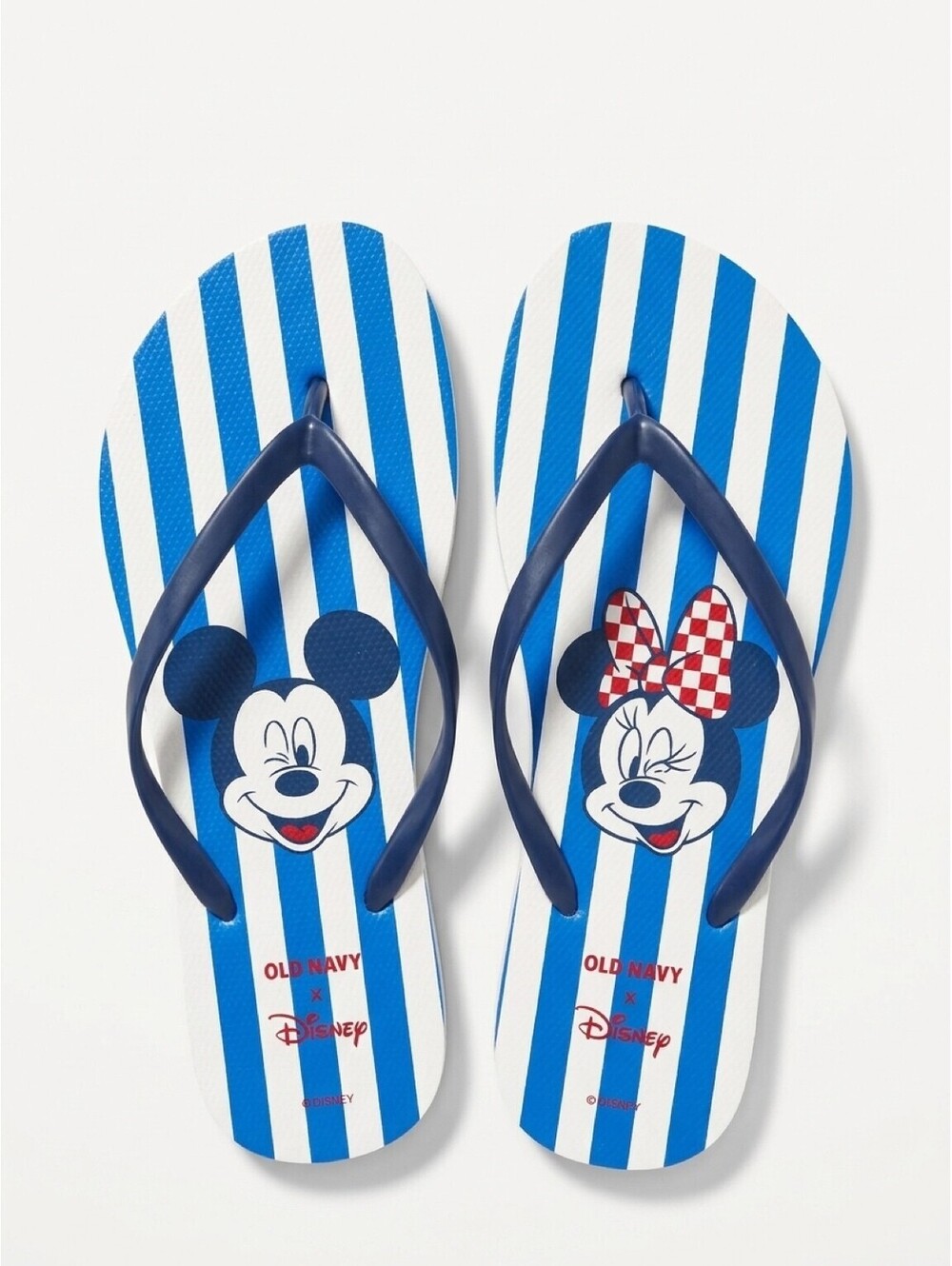 Old Navy x Disney Mickey Minnie Mouse Flip Flops Size L Blue White Striped